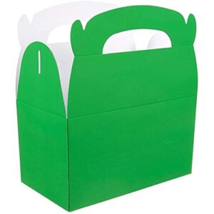 Pack of 24 Paper Treat Boxes - Gable Favor Boxes - Fun Party Play Goodie Boxes - 2 Dozen Bright Green Birthday Party Shower Loot Gift Boxes - 24 Count - 6.2 x 3.5 x 3.6 Inches