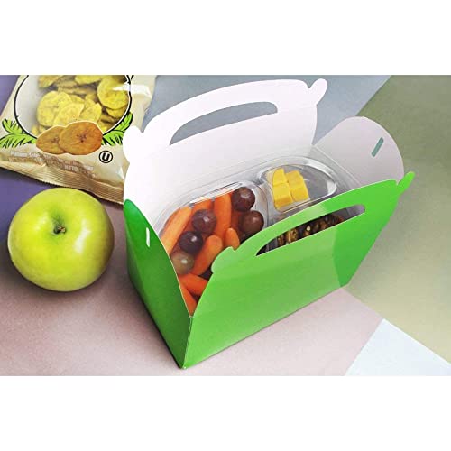 Pack of 24 Paper Treat Boxes - Gable Favor Boxes - Fun Party Play Goodie Boxes - 2 Dozen Bright Green Birthday Party Shower Loot Gift Boxes - 24 Count - 6.2 x 3.5 x 3.6 Inches