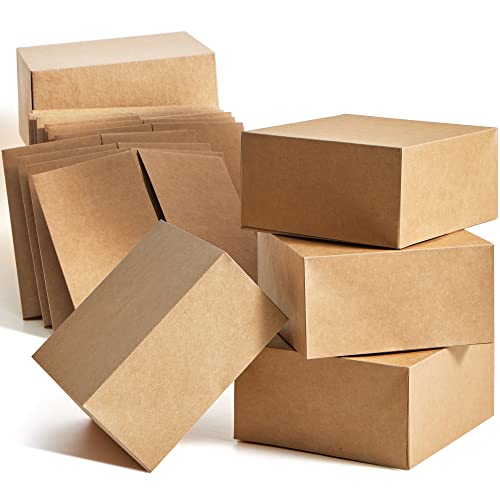 JOYIN 15 PCS Kraft Gift Box 8’’x8’’x4’’, Brown Cardboard Square Boxes, Gift Wrap for Christmas Holiday, Festive Xmas Wrapping Cupcake DIY Boxes