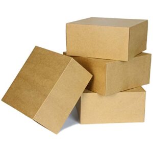 JOYIN 15 PCS Kraft Gift Box 8’’x8’’x4’’, Brown Cardboard Square Boxes, Gift Wrap for Christmas Holiday, Festive Xmas Wrapping Cupcake DIY Boxes