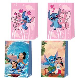 20 pcs lilo stitch party favor bags with handles, lilo stitch paper gift bags goodie treat bags party gift bags for boys girls birthday party supplies