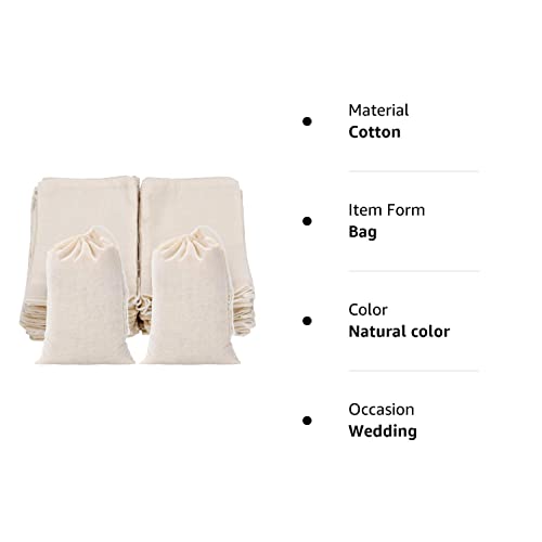 50 Pieces Muslin Bags Cotton Drawstring Bags Sachet Bag for Home Supplies (4 by 6 Inches)