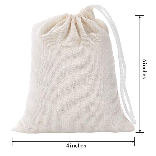 50 Pieces Muslin Bags Cotton Drawstring Bags Sachet Bag for Home Supplies (4 by 6 Inches)