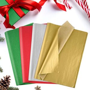 PLULON 60 Sheets Christmas Gift Wrapping Tissue Paper Birthday, Tissue Paper for Home, Kitchen, DIY Crafts, Wrapping Accessory (Red, Green, Silver, Golden)