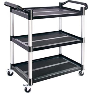 anryagf utility carts with wheels rolling cart food service cart commercial office warehouse heavy duty cart 500 lbs capacity, lockable wheels, rubber hammer, 31.5″ x 16.9″ x 38.9″ black