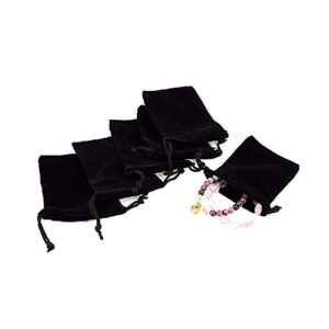100pcs velvet drawstring gift bags jewelry bags pouches (black, 2.8″ x 3.6″)