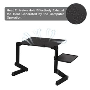 TRY & DO Adjustable Laptop Stand for Couch, Bed, Aluminum Portable Lap Desk, Foldable Ergonomic Laptop Desk with Heat Emission Hole & Detachable Mouse Pad