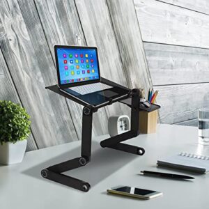 TRY & DO Adjustable Laptop Stand for Couch, Bed, Aluminum Portable Lap Desk, Foldable Ergonomic Laptop Desk with Heat Emission Hole & Detachable Mouse Pad