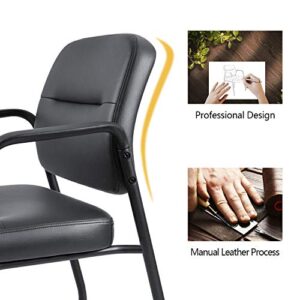 Devoko Office Reception Chairs Executive Leather Guest Chairs with Armrest Ergonomic Upholstered Lumbar Support Side Chairs