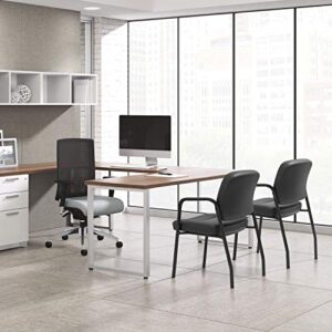 Devoko Office Reception Chairs Executive Leather Guest Chairs with Armrest Ergonomic Upholstered Lumbar Support Side Chairs