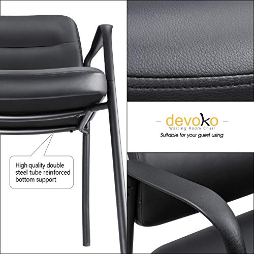 Devoko Office Reception Chairs Executive Leather Guest Chairs with Armrest Ergonomic Upholstered Lumbar Support Side Chairs