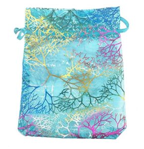 sumdirect 100pcs 5×7 inch blue coralline drawstring organza bags, jewelry favor pouches for gift wedding party festival
