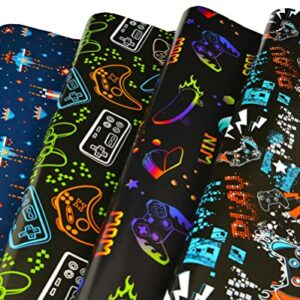 Titiweet Gaming Wrapping Paper - Birthday Wrapping Paper for Boys, 12 Sheets Video Game Wrapping Paper for Pokemon/Minecraft/Mario/Fortnite Lover, 20 x 28 Inches Per Sheet