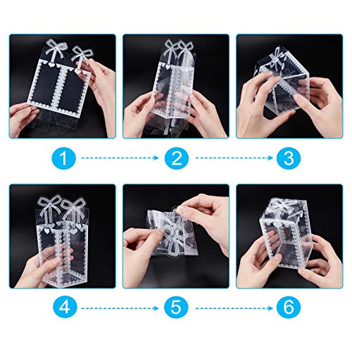 BENECREAT 24PCS Clear Plastic Gift Box with Bowknot 4.5x2.5x2.5 Transparent PVC Favor Boxes Packing Box for Holiday, Wedding Party Favors, Packaging