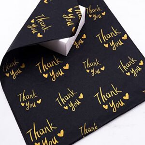 MR FIVE 30 Sheets Large Size Gold Thank You Tissue Paper Bulk,20" x 28",Thank You Tissue Paper for Packaging,Gift Bags,Gift Wrapping Tissue Paper for Graduation,Birthday,Party,Thanksgiving (Black)