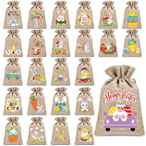 50 pcs easter burlap bags with drawstring bunny burlap gift bag burlap bunny bag gift wrap bags goody bags for kids easter party favor supply diy craft