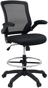 modway veer reception desk flip-up arm drafting chair in black