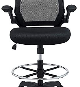 Modway Veer Reception Desk Flip-Up Arm Drafting Chair in Black