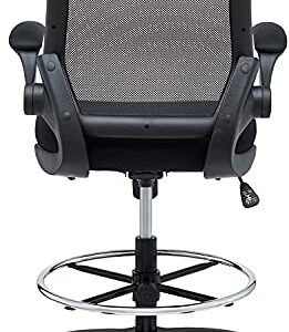 Modway Veer Reception Desk Flip-Up Arm Drafting Chair in Black