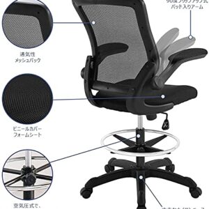 Modway Veer Reception Desk Flip-Up Arm Drafting Chair in Black