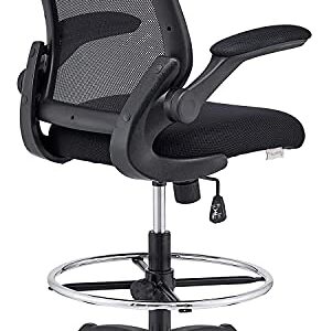 Modway Veer Reception Desk Flip-Up Arm Drafting Chair in Black