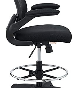 Modway Veer Reception Desk Flip-Up Arm Drafting Chair in Black