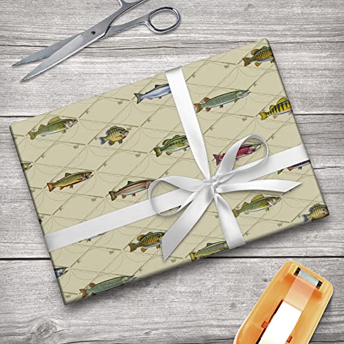 GRAPHICS & MORE Fish and Crossed Fishing Rods Gift Wrap Wrapping Paper Rolls