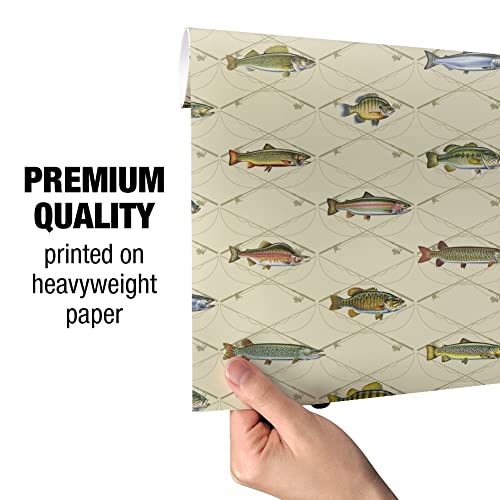 GRAPHICS & MORE Fish and Crossed Fishing Rods Gift Wrap Wrapping Paper Rolls