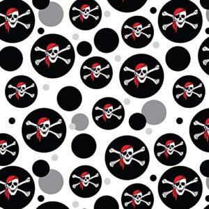 premium gift wrap wrapping paper roll pattern – pirate skull crossbones – red bandana