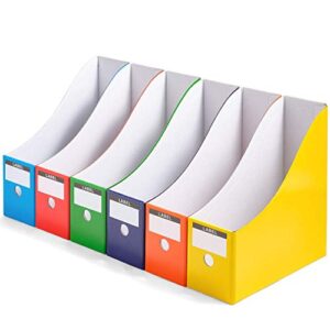 magazine file holder, folder holder, magazine organizer, book bins, set of 6, multi-color