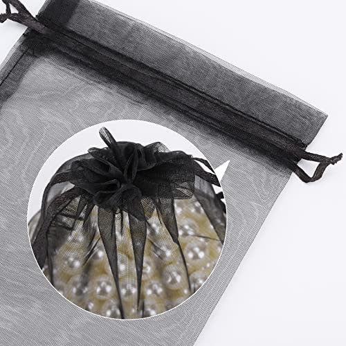 acDesign Jewelry Bags Drawstring 200Pcs Organza Bags 5"x7" Wedding Favor Bags for Candy Jewelry Makeup Pouches(Black)