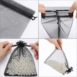 acDesign Jewelry Bags Drawstring 200Pcs Organza Bags 5"x7" Wedding Favor Bags for Candy Jewelry Makeup Pouches(Black)