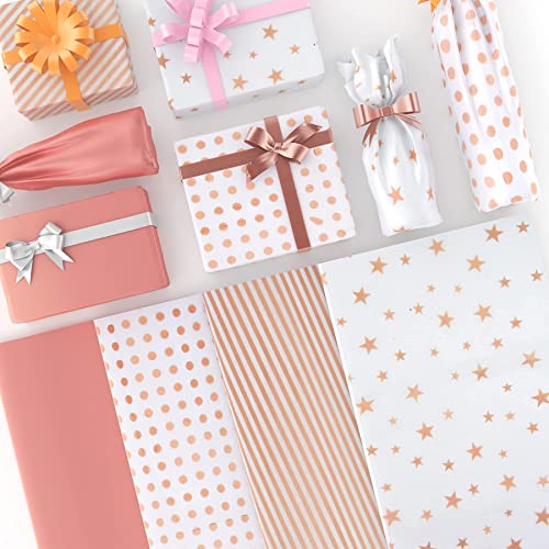 Larcenciel Tissue Paper, 120 Sheets Rose Gold Tissue Paper Bulk, Gift Wrapping Paper for Gift Bags, Flower, Valentines, Christmas, Wedding, Birthday Party, Holiday Decor, DIY Crafts (19.7 x 13.8 Inch)