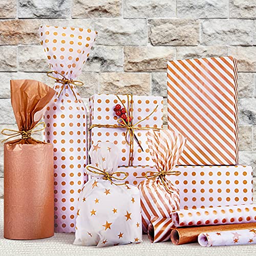 Larcenciel Tissue Paper, 120 Sheets Rose Gold Tissue Paper Bulk, Gift Wrapping Paper for Gift Bags, Flower, Valentines, Christmas, Wedding, Birthday Party, Holiday Decor, DIY Crafts (19.7 x 13.8 Inch)