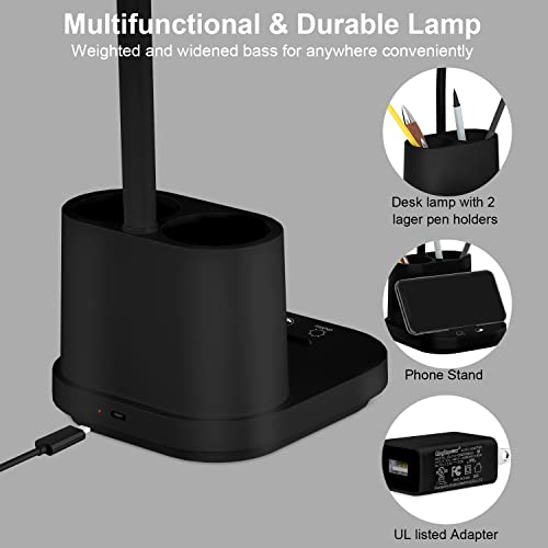 DEEPLITE Rechargeable Desk Lamps,Battery Operated Desk Light for Home Office,800 Lumens 3 Lighting Modes Dimmable Table Lamp with Pen Holder/Adapter, Eye-Caring Crodless Study Reading Lamp for Dorm.