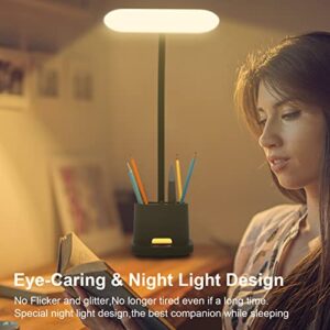 DEEPLITE Rechargeable Desk Lamps,Battery Operated Desk Light for Home Office,800 Lumens 3 Lighting Modes Dimmable Table Lamp with Pen Holder/Adapter, Eye-Caring Crodless Study Reading Lamp for Dorm.