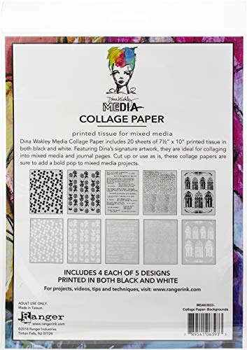 Ranger Dina Wakley Media Collage Tissue Paper 7.5"X10" 20/Pkg-Backgrounds