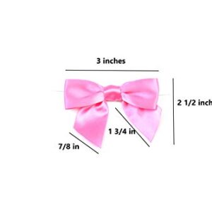 Twist Tie Bows for Treat Bags or Wrapping Any of You Ideas, Amazing for Wrapping Candy, Favor Toys 100 PreTied Bows in Five Colors Pink, Blue, Red, Lime and Yellow. 20 Bows of Each Color. (3 inches)