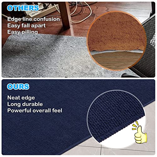 SHIEN Edging Office Chair Mat for Hardwood&Title Floor, 55"x35" Computer Gaming Rolling Chair Mat for Home Office Hardwood Floor, Anti-Slip Low Pile Under Desk Rug, Large Floor Protector (Navy Blue)