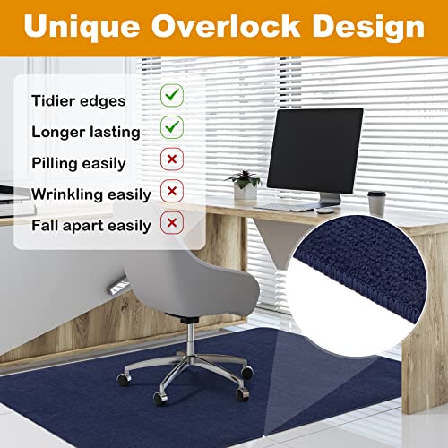 SHIEN Edging Office Chair Mat for Hardwood&Title Floor, 55"x35" Computer Gaming Rolling Chair Mat for Home Office Hardwood Floor, Anti-Slip Low Pile Under Desk Rug, Large Floor Protector (Navy Blue)