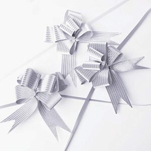 40 pcs pull bow,medium, 4 inches,sparkling bow, wedding decorations, christmas gift ribbons, 40 pcs,sparkling (silver stripe)
