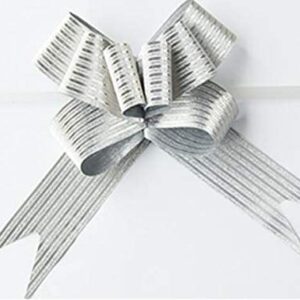 40 PCS Pull Bow,Medium, 4 Inches,Sparkling Bow, Wedding Decorations, Christmas Gift Ribbons, 40 pcs,Sparkling (Silver Stripe)