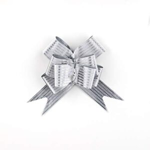 40 PCS Pull Bow,Medium, 4 Inches,Sparkling Bow, Wedding Decorations, Christmas Gift Ribbons, 40 pcs,Sparkling (Silver Stripe)