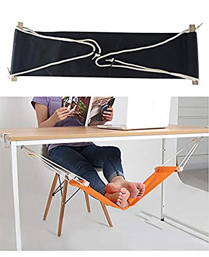 Home-organizer Tech Portable Adjustable Foot Hammock for Corner Desk Office Foot Rest Mini Under Desk Foot Rest Hammock for Home, Office, Airplane, Travel, Study and Relaxing (Black)