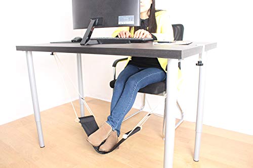 Home-organizer Tech Portable Adjustable Foot Hammock for Corner Desk Office Foot Rest Mini Under Desk Foot Rest Hammock for Home, Office, Airplane, Travel, Study and Relaxing (Black)