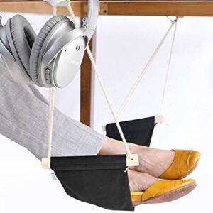 Home-organizer Tech Portable Adjustable Foot Hammock for Corner Desk Office Foot Rest Mini Under Desk Foot Rest Hammock for Home, Office, Airplane, Travel, Study and Relaxing (Black)