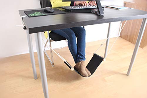 Home-organizer Tech Portable Adjustable Foot Hammock for Corner Desk Office Foot Rest Mini Under Desk Foot Rest Hammock for Home, Office, Airplane, Travel, Study and Relaxing (Black)