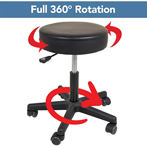 Roscoe Medical Rolling Stool - Stool with Wheels - Round Adjustable Work Stool, for Work, Office, Desk, Salon, Drafting, Spa
