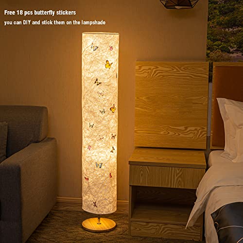 LONRISWAY Soft Light Floor Lamp, 52" Simple Design Morden Slim Warm Light 3000K LED Tyvek Fabric Shade with 2 LED Bulbs Standing Lamp for Living Room Bedroom Game Room