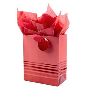 hallmark 9″ medium gift bag with tissue paper (red foil stripes) for christmas, birthdays, father’s day, graduations, valentines day, sweetest day